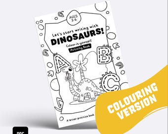 Dinosaur Letter Practice & Colouring Activity Book – Printable ABC Tracing Worksheets for Kids