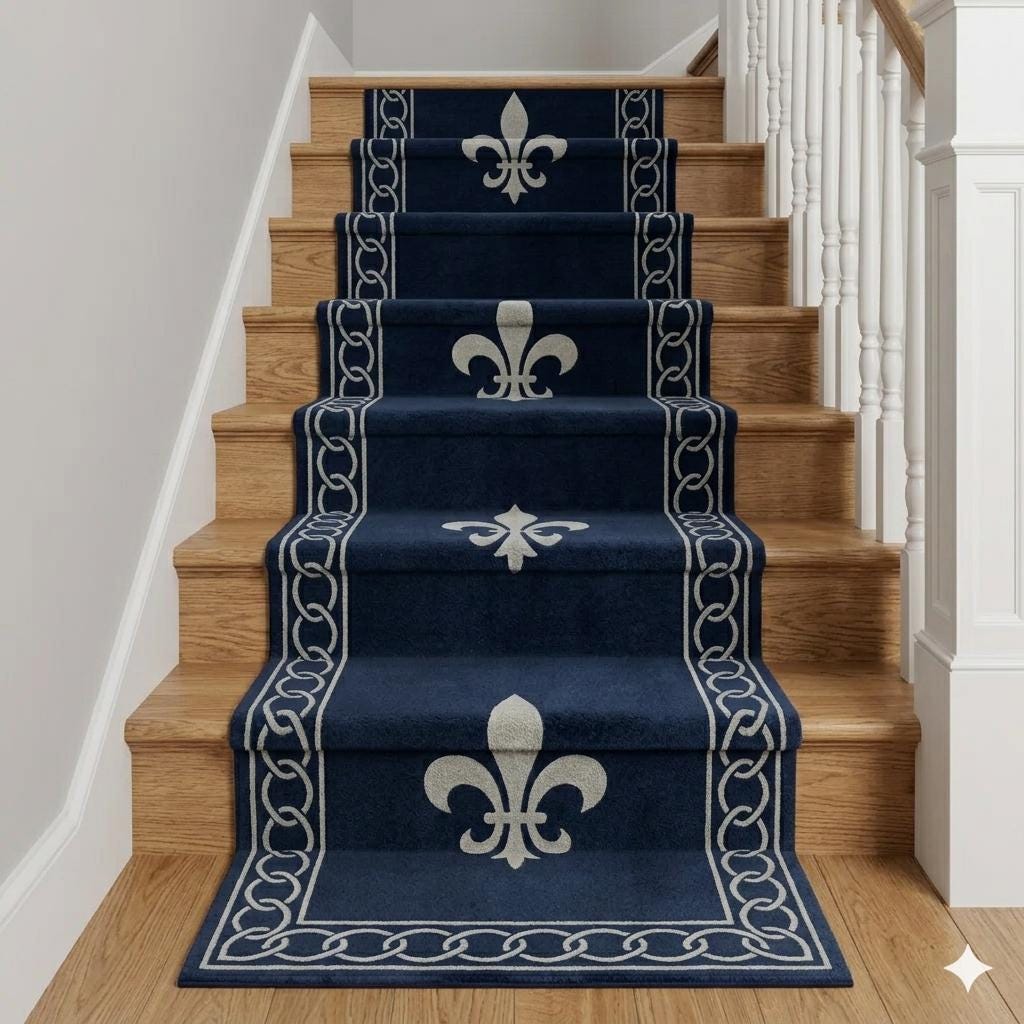 Fleur-de-lis rug タフティングラグ Blue Fleur De Lis Rug - Etsy