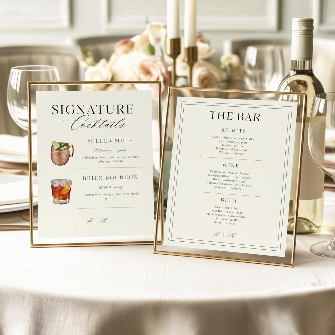 Signature Cocktail Sign Template | Cocktail Bar Menu | Bar Menu ...