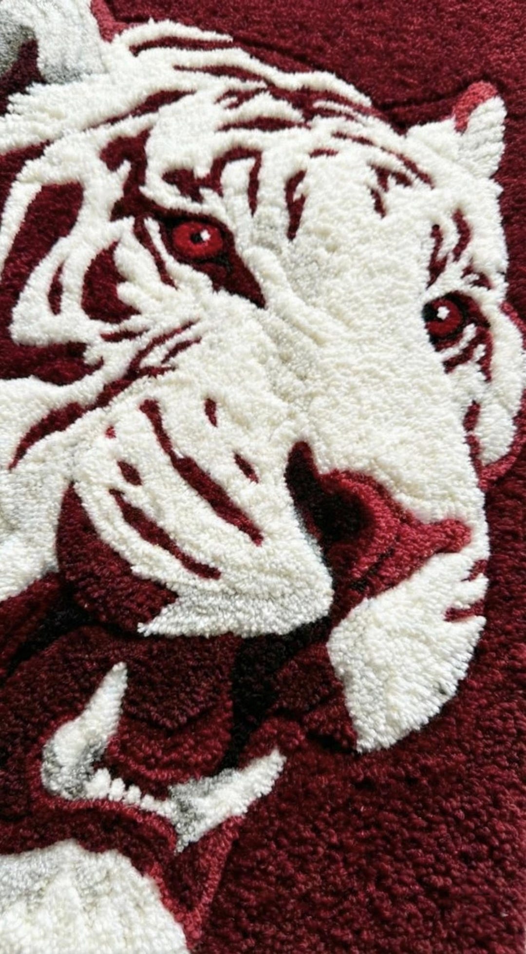 Handcrafted Tiger Face Rug | Modern Maroon Abstract Carpet - Etsy