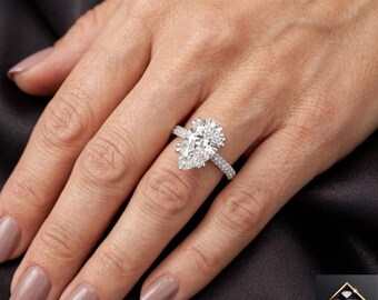 925 Sterling Silver Pear & Round Moissanite Toi et Moi Engagement Ring