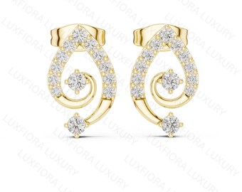 14k Gold Lab Grown Diamond Teardrop Earrings, Modern Bridal Jewelry