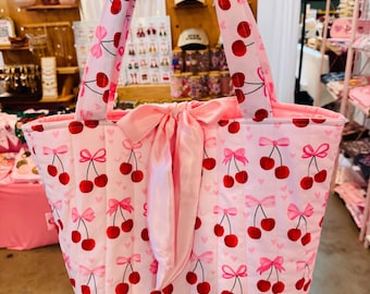 Cherry quilted tote | tote bag| quilted