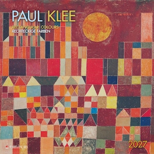 May include: A 2027 wall calendar featuring Paul Klee's artwork Rectangular Colours. The cover displays a grid of multicolored squares and triangles in shades of red, orange, yellow, and blue, with a large golden sun and the text 2027.