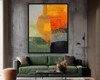Abstract Textured Oil Painting, Hand Painted Large Canvas, Rough SurfaceColorful Wall Art for Living Room