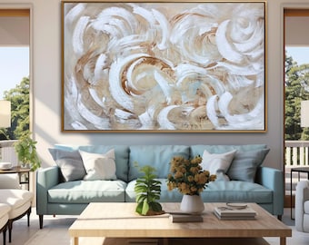 Abstraktes Ölgemälde, Windkreis Wandbild, Leinwanddekor für Wohnzimmer, Abstrakte Kunst für Wohnzimmer