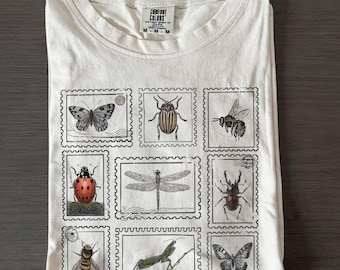 Comfort Colors® Insect Stamp Shirt, Vintage Bug Lover Tee, Retro Beetle Cottagecore Crewneck Tshirt, Gift for Entomology Nature Enthusiast