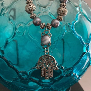 Hand of Fatima Necklace ~ Evil Eye Ward Necklace ~ Hand of Fatima Silver Necklace ~ Hamsa Necklace ~ Protection Necklace