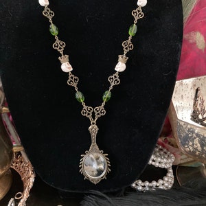Mirror Necklace ~ Hand mirror Necklace ~ Dark Fairytale Necklace ~ Gothic Evil Queen Necklace ~ Darkfairycore Necklace~ Skull Necklace