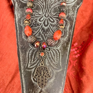 Hand of Fatima Necklace ~ Evil Eye Ward Necklace ~ Hand of Fatima Bronze Necklace ~ Hamsa Necklace ~ Protection Necklace