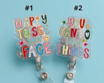 Porta-crachá retrátil para enfermeira, porta-crachá retrátil para professor, crachá com glitter, crachá inspirador, crachá motivacional