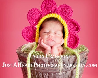 Blumen Mütze Hut - Neugeborenen Foto Prop Hut, gehäkelte Daisy Mütze, Baby Mädchen Foto Prop