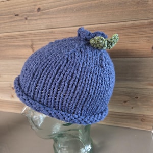Knit Blueberry Beanie: Soft Acrylic Baby/Toddler/Adult Hat