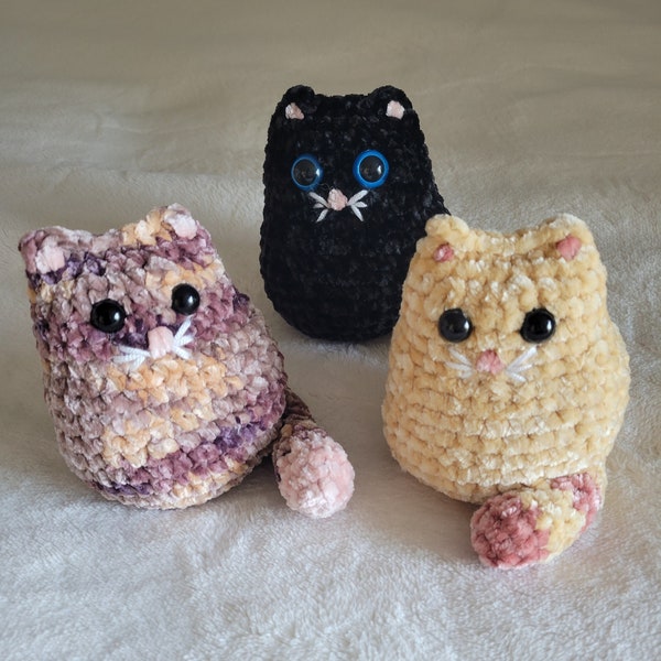 Kitty Cat Plushie, Black Cat, Soft Stuffed Kitty, Amigurumi Plushie Cat, Crochet Kitty Cat, Handmade Kitten