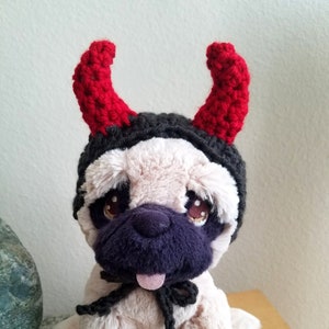 Devil Horns Dog Hat, Crochet Dog Beanie with Ear Holes, Horned Hat for Small Dogs and Cats, Pet Hat