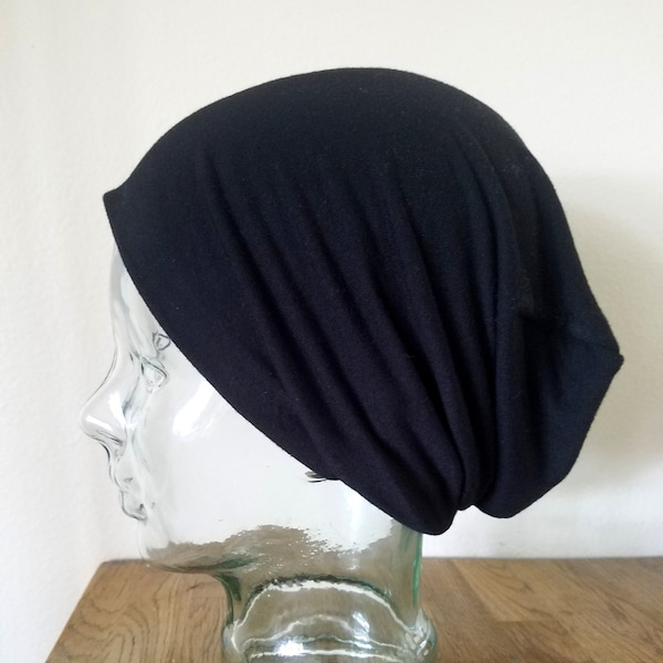 Bonnet slouch noir, chapeau slouch doux, chapeau léger, bonnet hipster, bonnet homme, chapeau slouch femme, bonnet chimio, alopécie