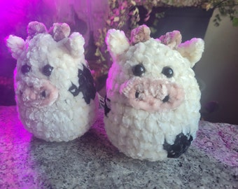 Cow Plushie, Amigurumi Plushie Cow, Stuffed Cow