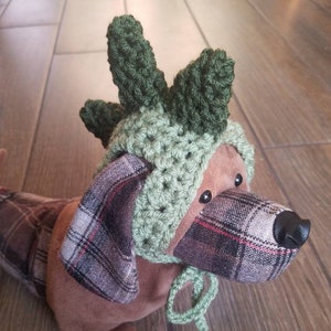 Dinosaur Dog Hat, 2 Colors Available, Crochet Dog Beanie with Ear Holes, Hat for Small Dogs, Pet Hat, Green Dinosaur