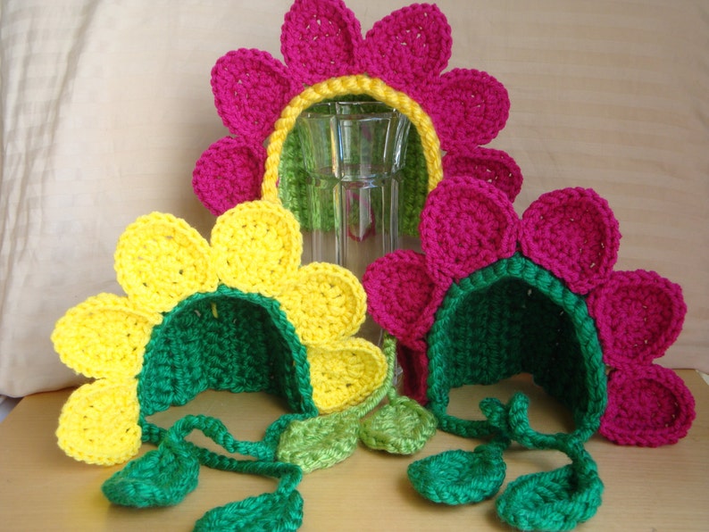 Flower Bonnet Hat - Newborn Photo Prop Hat, Crochet Daisy Hat, Baby Girl Photo Prop image 2