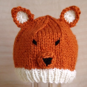 Baby Fox Hat for Baby and Toddlers - Hand Knit & Crochet Animal Beanie - Photo Prop
