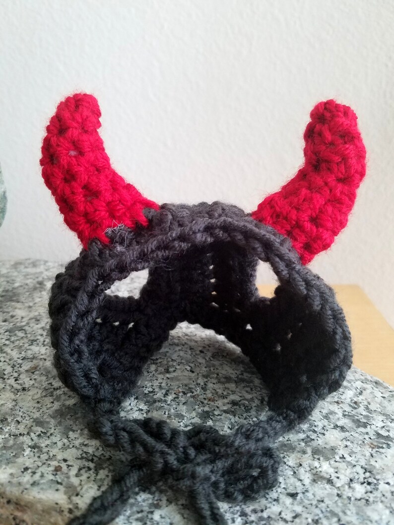 Devil Horns Dog Hat Crochet Dog Beanie with Ear Holes Horned Etsy
