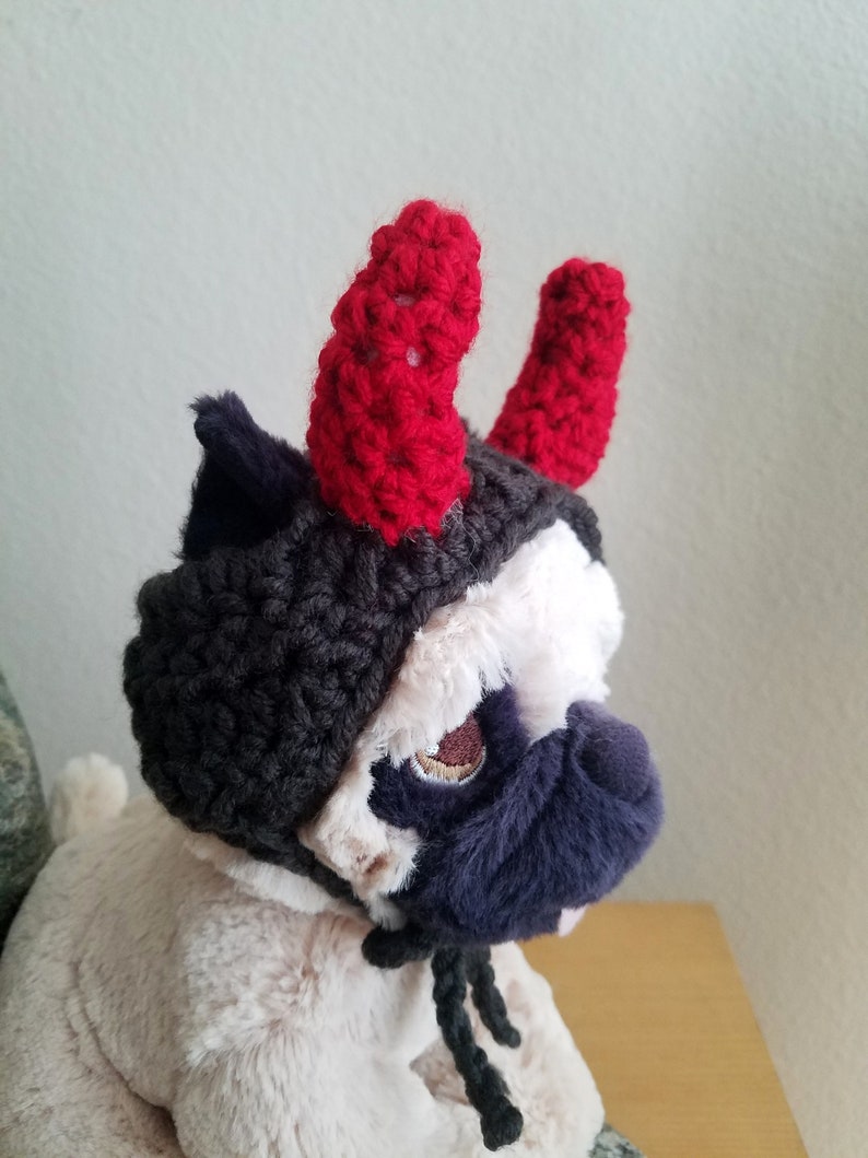 Devil Horns Dog Hat Crochet Dog Beanie With Ear Holes Horned Etsy
