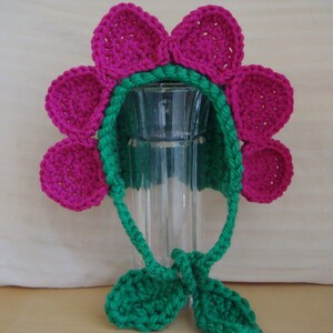 Flower Bonnet Hat - Newborn Photo Prop Hat, Crochet Daisy Hat, Baby Girl Photo Prop image 3