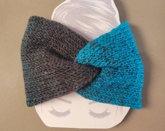 Knit Turban Head Wrap, Ear Warmer, Turban Style Headband, Messy Bun Headband, Gift for Her