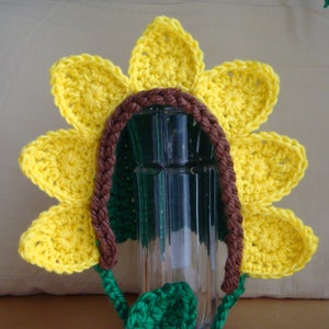 Sunflower Hat Bonnet, Newborn Photo Prop, Baby Shower Gift, Crochet Flower Hat, Baby Girl Photo Prop image 1