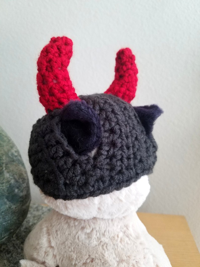 Devil Horns Dog Hat Crochet Dog Beanie With Ear Holes Horned Etsy