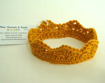 Crown for Baby Photo Prop in Gold or Baby Blue, Crochet Baby Crown, Newborn Photo Prop
