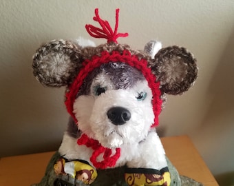 Sock Monkey Hat for Dogs & Cats, Crochet Dog Beanie with Ear Holes, Hat for Small Dogs, Pet Hat, Sock Monkey