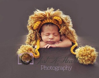 Baby Lion Hat, Newborn Photo Prop, Crochet Lion Hat, Baby Boy Photo Prop Lion