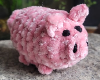 Pig Plushie, Stuffed Pig, Amigurumi Plushie Pig, Crochet Piggy