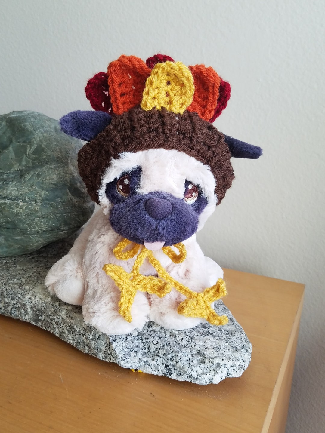 Thanksgiving Turkey Dog Hat, Crochet Dog Beanie With Ear Holes, Turkey