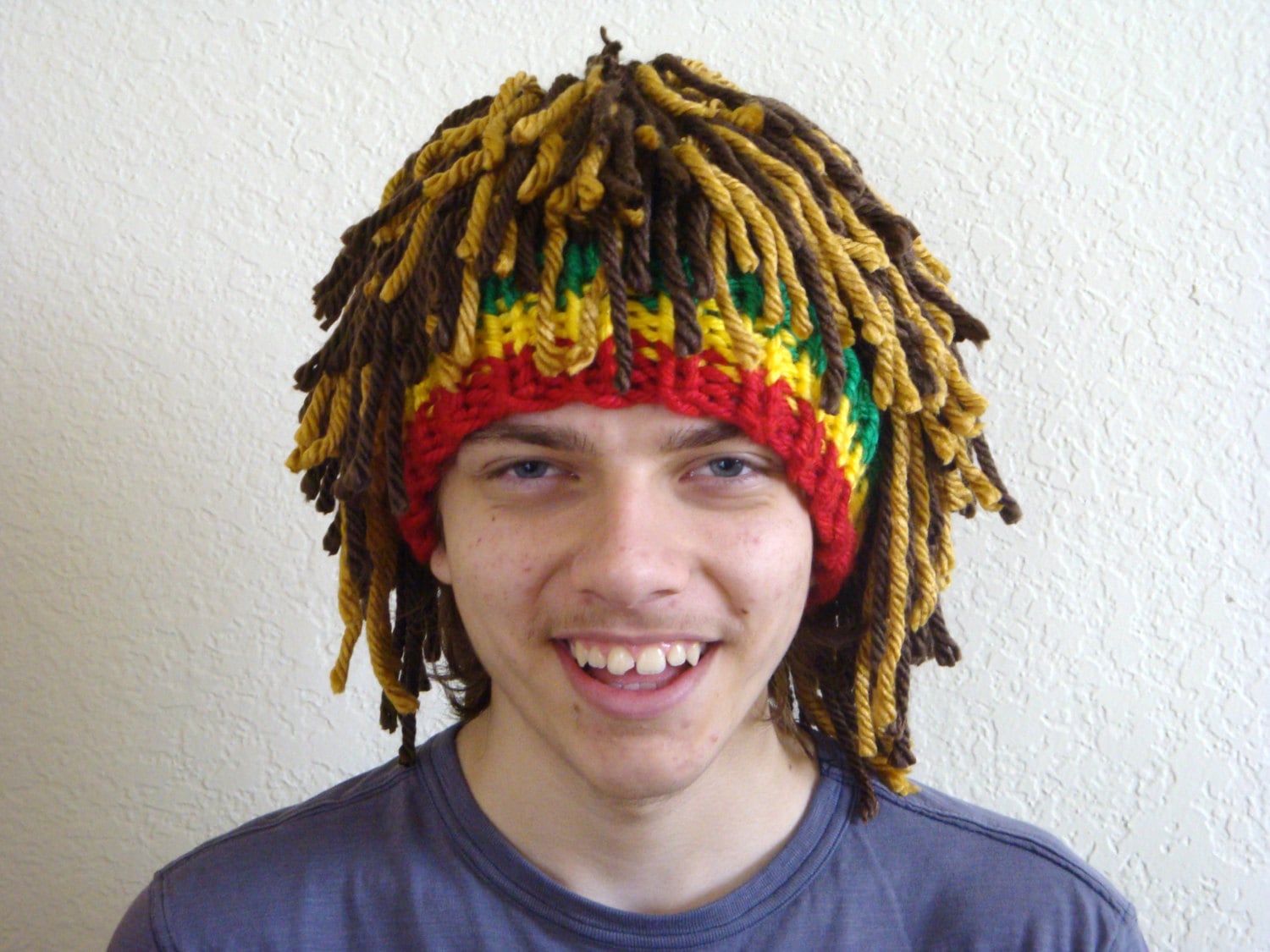 Rasta Hat Rasta Beanie with Dreads Knit Beanie with Hair ...