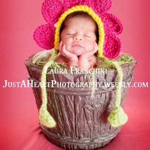 Sunflower Hat Bonnet, Newborn Photo Prop, Baby Shower Gift, Crochet Flower Hat, Baby Girl Photo Prop image 4