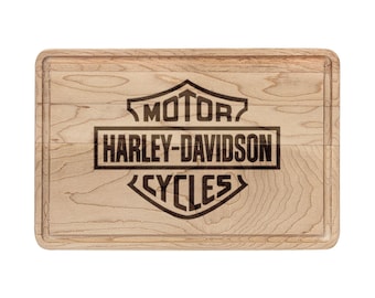 Harley Davidson gegraveerde houten snijplank, motorfiets interieur, keukendecor, kaasplank, BBQ Cook Out cadeau