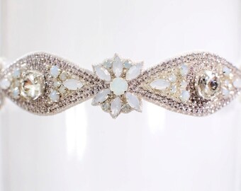 Wedding Garter Rhinestone Crystal Opal Diamond Couture Bridal Garter Sparkling Bling Garter "Athena"