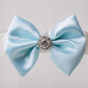 Wedding Garter Blue &quot;Evelyn&quot; Something Blue Bow Garter with Bling
