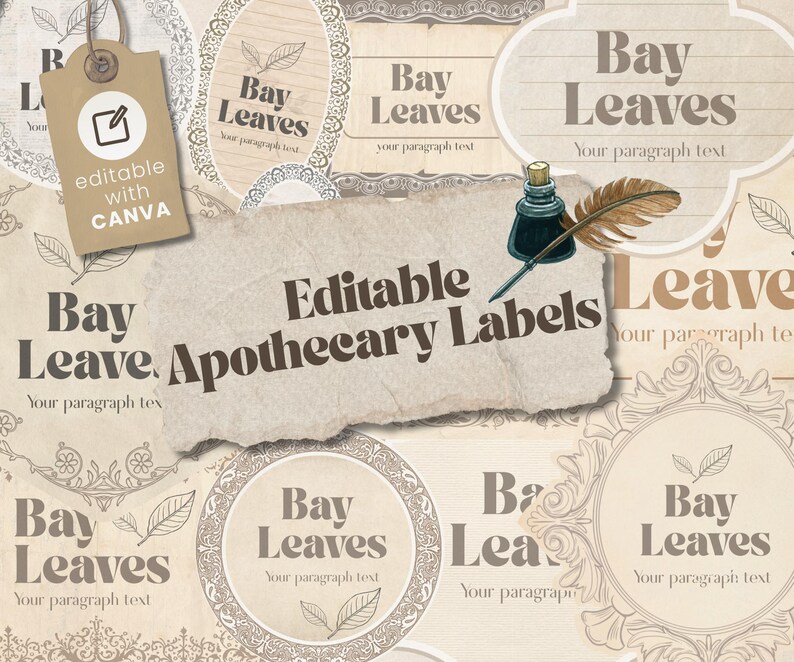 Editable Vintage Apothecary Labels, Victorian Spice Jar Stickers ...