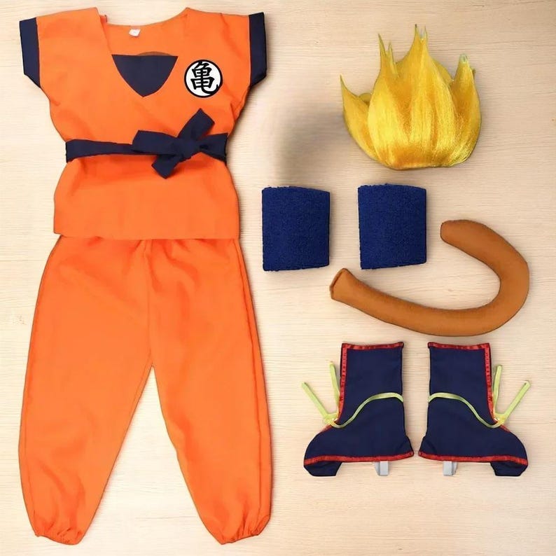 Kids Goku Costume - Dragon Ball Cosplay Outfit With Wig, Tail, Boots ...