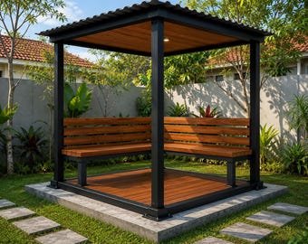 Gazebo Bank Pläne PDF | Outdoor Gartenhaus Blueprint | DIY Hinterhof Sitzmöbel Projekt