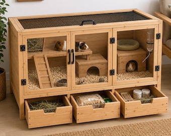 Modern Guinea Pig Habitat With Storage | DIY Woodworking Plans (PDF Build Guide)
