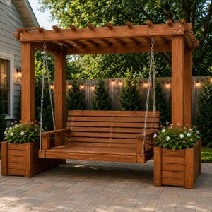 Altalena da esterno con fioriere - Progetti per panca sospesa per pergola fai da te (Download PDF)
