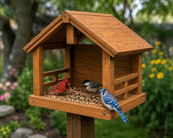 Wooden Bird Feeder Plans | Modern Cabin Blueprint (PDF Download)