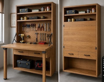 Transforming Shelf–Workbench Plans | Fold Down Workspace (PDF Download)