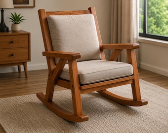 Planos para construir una mecedora moderna de madera para un salón elegante y hecho a mano.
