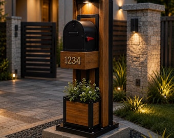 Modern Mailbox Post Plans | DIY Wooden Mailbox Stand Blueprint (PDF Download)