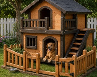 2階建て犬小屋の設計図｜モダンな木製犬小屋の設計図（PDFダウンロード）